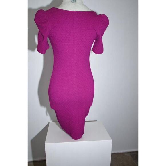 Betsey Johnson Magenta Mini Dress – Puff Sleeve Sweetheart Neck – Made in USA S - Picture 7 of 12